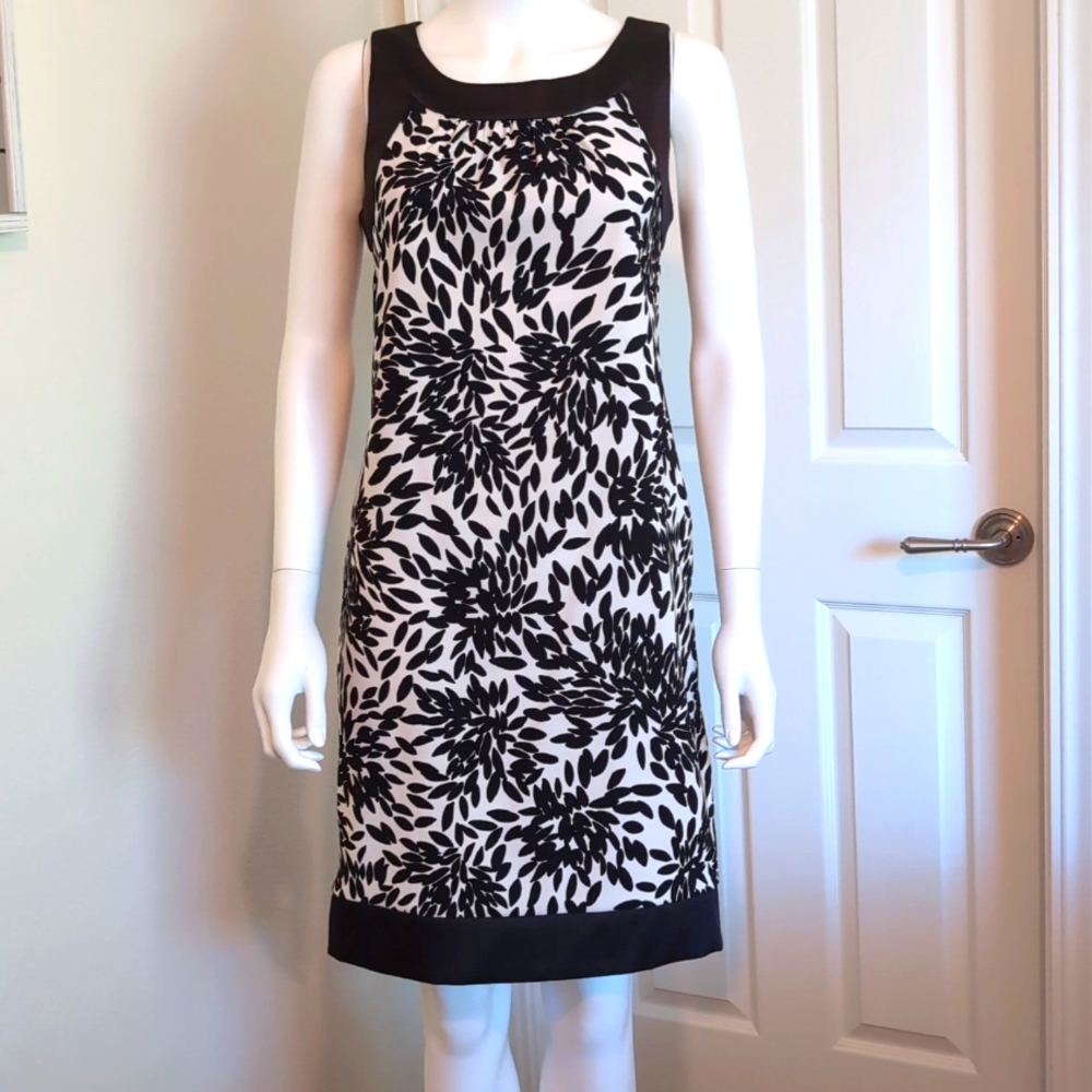 Dressbarn Sheath Dress Sz8 Black White Sleeveless EUC
